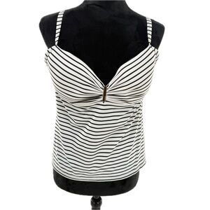 Victoria's Secret The Heavenly Tankini Top White/Black Stripe Gold Bar Size 38C